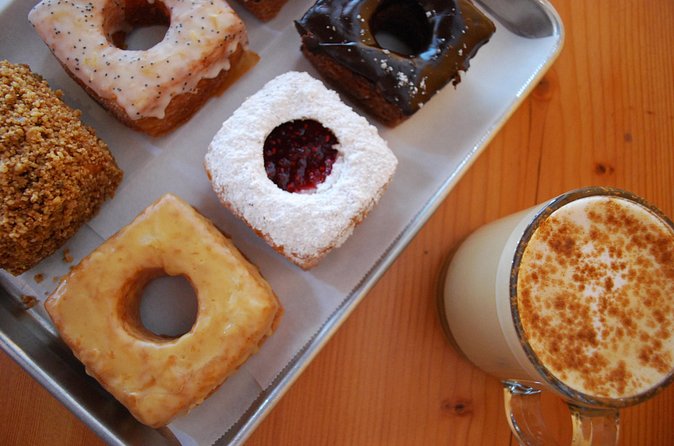 Coffee, Donuts & Chocolate Tour - The finish at Powell’s: walking off chocolate toward one of Portland’s biggest draws