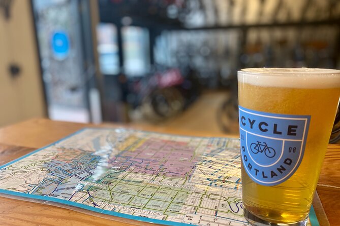 Portland Oregon Breweries By Bike and E-bike - The finish at Hopworks Urban Brewery: your last beer and the pint glass souvenir